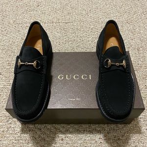 Gucci Horsebit Black Suede Loafer